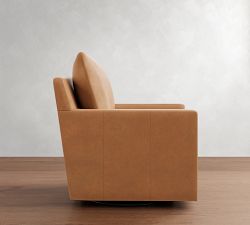 Ayden Square Arm Leather Swivel Glider