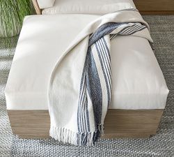 Indio Eucalyptus Modern Platform Outdoor Ottoman (33")