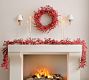 Lit Faux Red Berry Wreath &amp; Garland