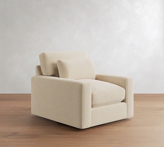 PB Comfort Modern Square Arm Deep Seat Swivel Chair by Pottery Barn