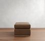Carmel Slim Arm Leather Wood Base Sectional Ottoman