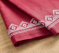 Fair Isle Embroidered Cotton Napkins - Set of 4