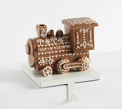 Handcrafted Ceramic Gingerbread Train Stocking Holder