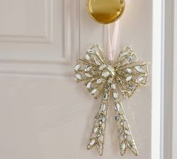 LoveShackFancy Silver Glitter Cage Bow Ornament