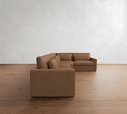 Westwood Slim Arm Deep Seat Leather 3-Piece Wedge Sectional (130")