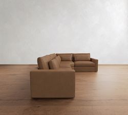 Westwood Square Arm Deep Seat Leather 3-Piece Wedge Sectional (133")