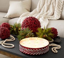 Etched Motif Glass Scented Candle - Fireside Cinnamon