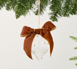Gold Dotted Glass Ornament with Bow