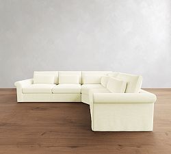 Westwood Roll Arm Deep Seat Slipcovered 3-Piece Wedge Sectional (136")