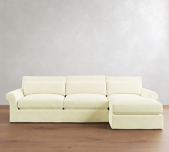 PB Comfort Modern Roll Arm Deep Seat Slipcovered Chaise Sectional (105"-131") by Pottery Barn