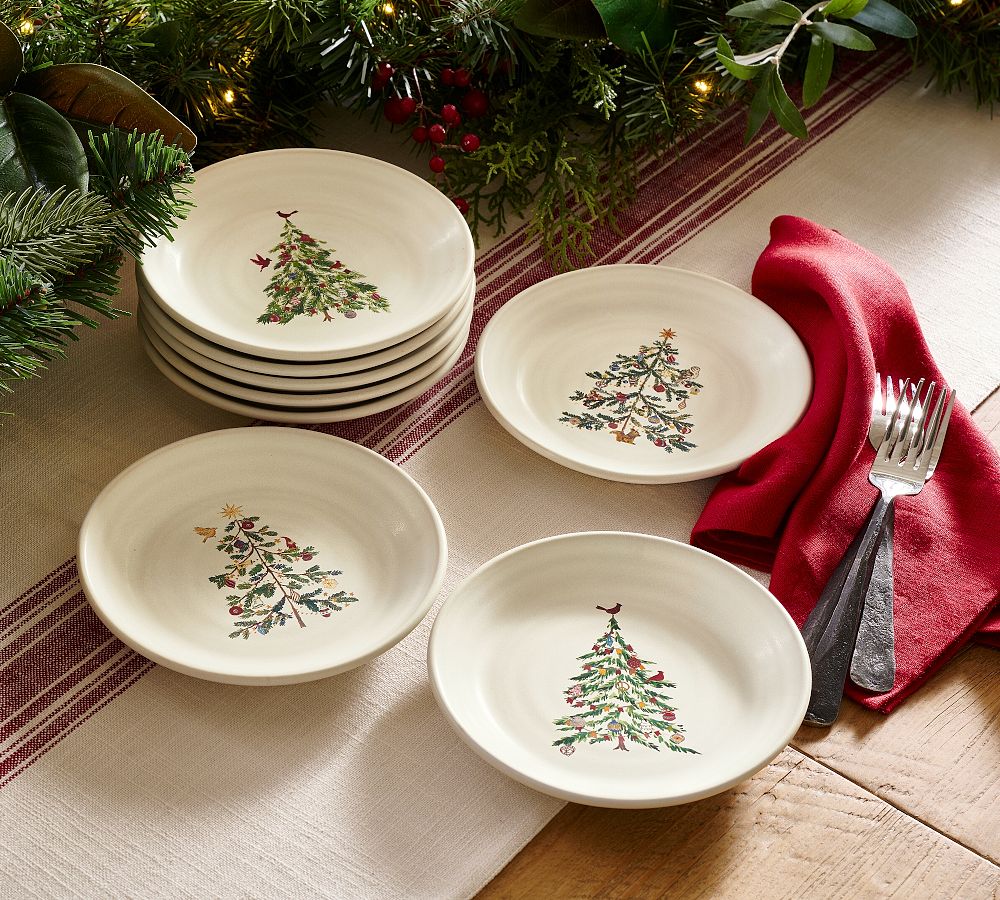 Christmas in the Country Stoneware Appetizer Plates - Set of 8 by Pottery Barn