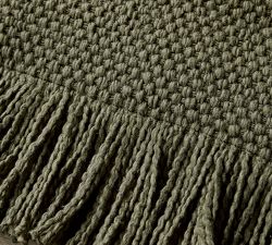 Handwoven Basketweave Cotton Fringe Table Runner