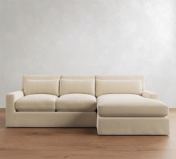 PB Comfort Modern Deep Square Arm Slipcovered Chaise Sectional (100"-126")
