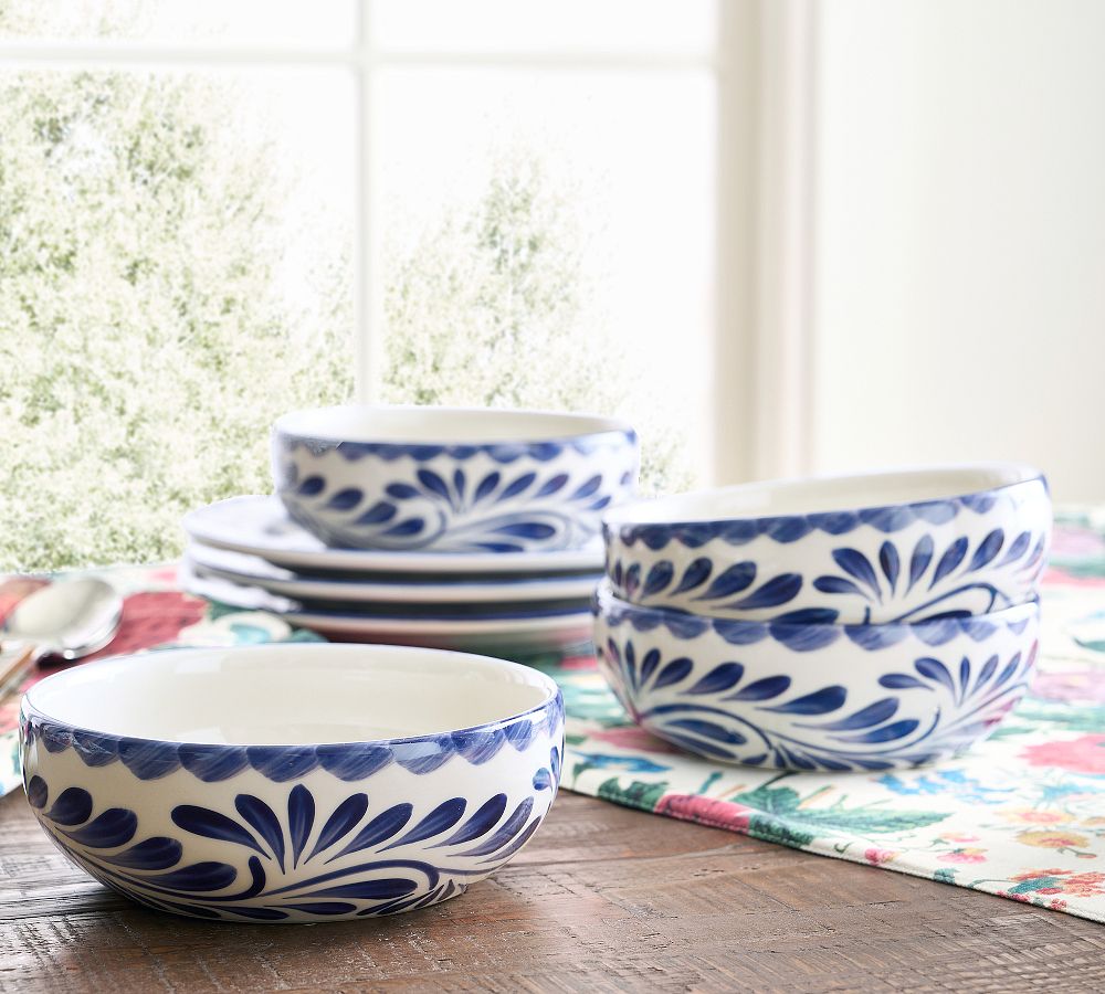 BLUE - Puebla Porcelain Soup Bowls - Set of 4