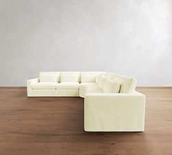 Westwood Square Arm Deep Seat Slipcovered 3-Piece L-Shaped Wedge Sectional (133")