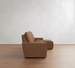 Larkspur Leather Power Reclining Chaise Sectional (114"-127")