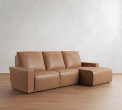 Larkspur Leather Power Reclining Chaise Sectional (114"-127")