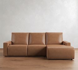 Larkspur Leather Power Reclining Chaise Sectional (114"-127")