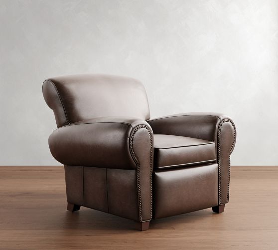 Manhattan Roll Arm Leather Recliner - Thumbnail 4