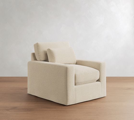 PB Comfort Modern Deep Square Arm Slipcovered Chair by Pottery Barn