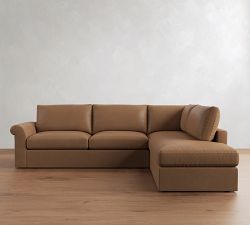 Westwood Roll Arm Leather Return Bumper Sectional (120"-132")