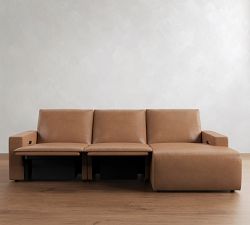 Larkspur Leather Power Reclining Chaise Sectional (114"-127")