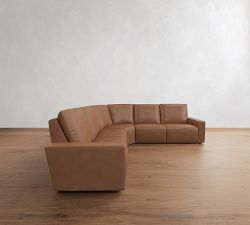 Larkspur Leather Power Reclining L-Shaped Wedge Sectional (142"-155")