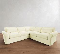 PB Comfort Modern Roll Arm Deep Seat Slipcovered 3-Piece L-Shaped Sectional (112")
