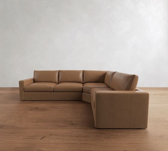 Westwood Square Arm Leather 3-Piece Wedge Sectional (128") by Pottery Barn