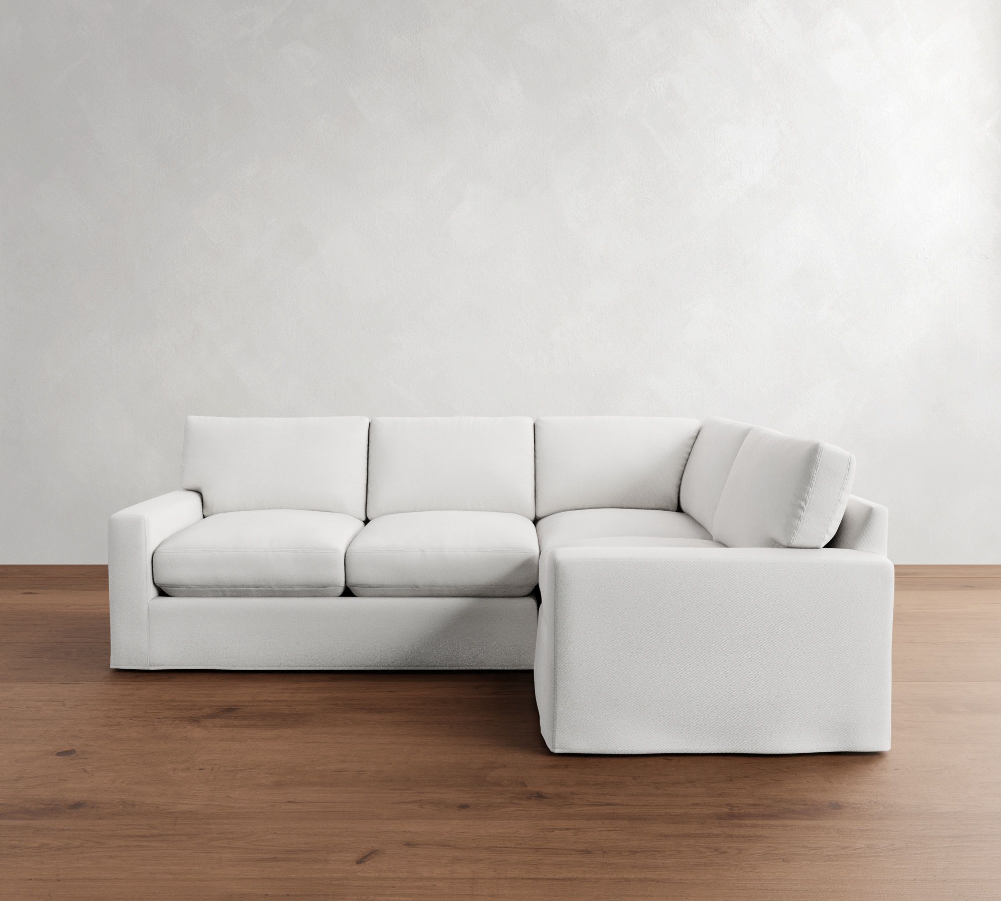PB Comfort Modern Square Arm Slipcovered 3-Piece Sectional (106")
