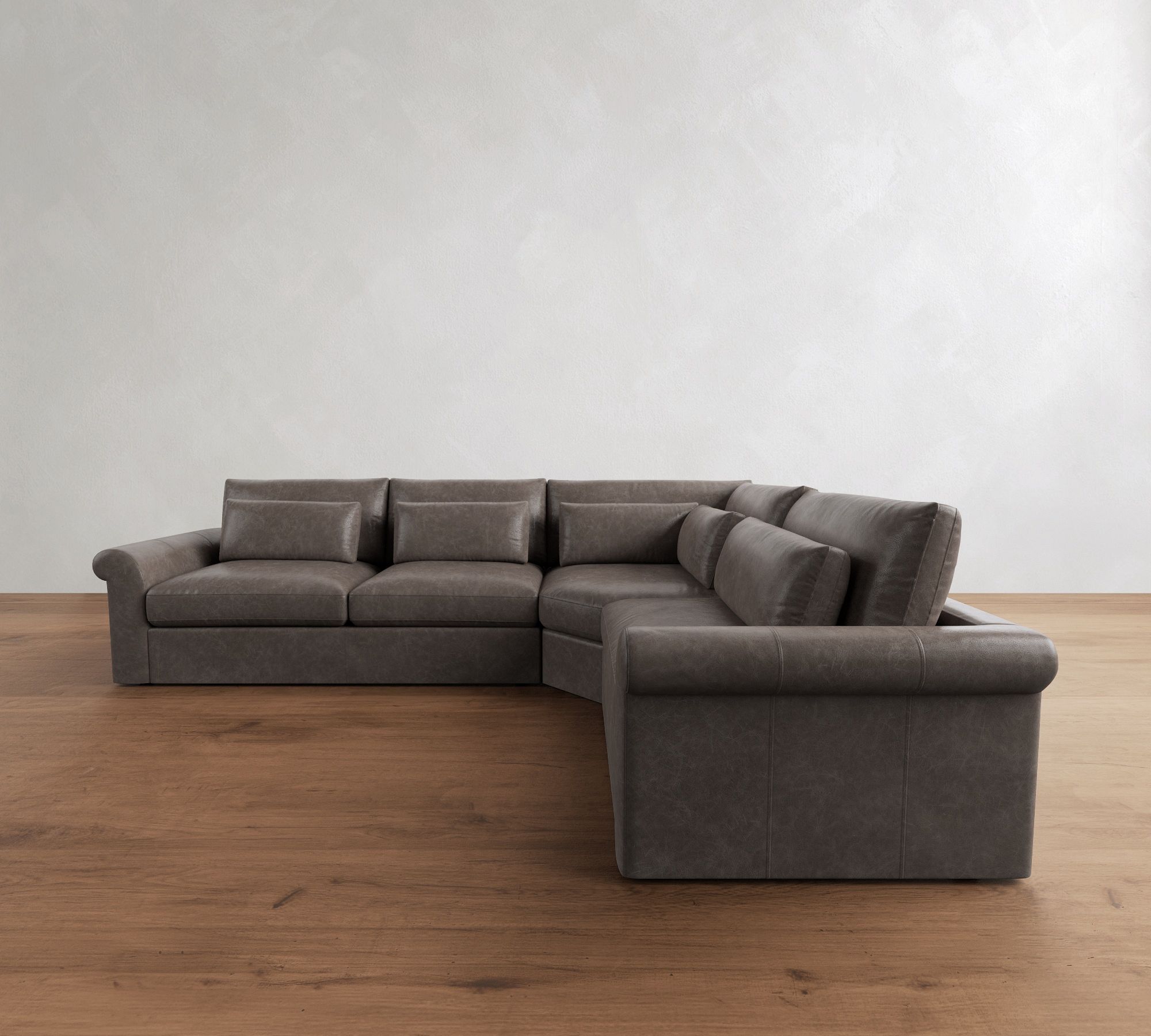Westwood Roll Arm Deep Seat Leather 3-Piece Wedge Sectional (136") - thumbnail 7