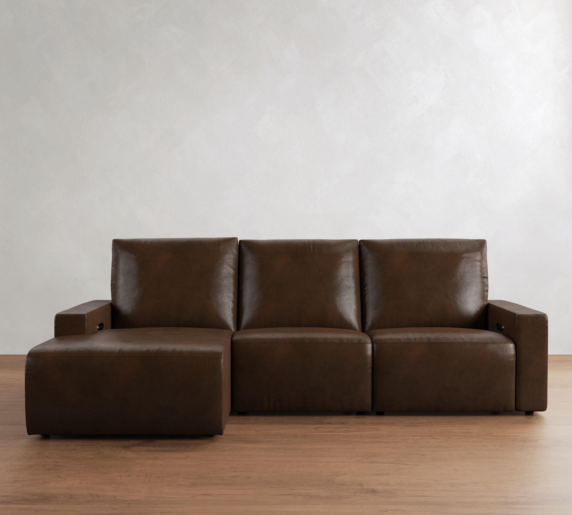 Larkspur Leather Power Reclining Chaise Sectional (114"-127")