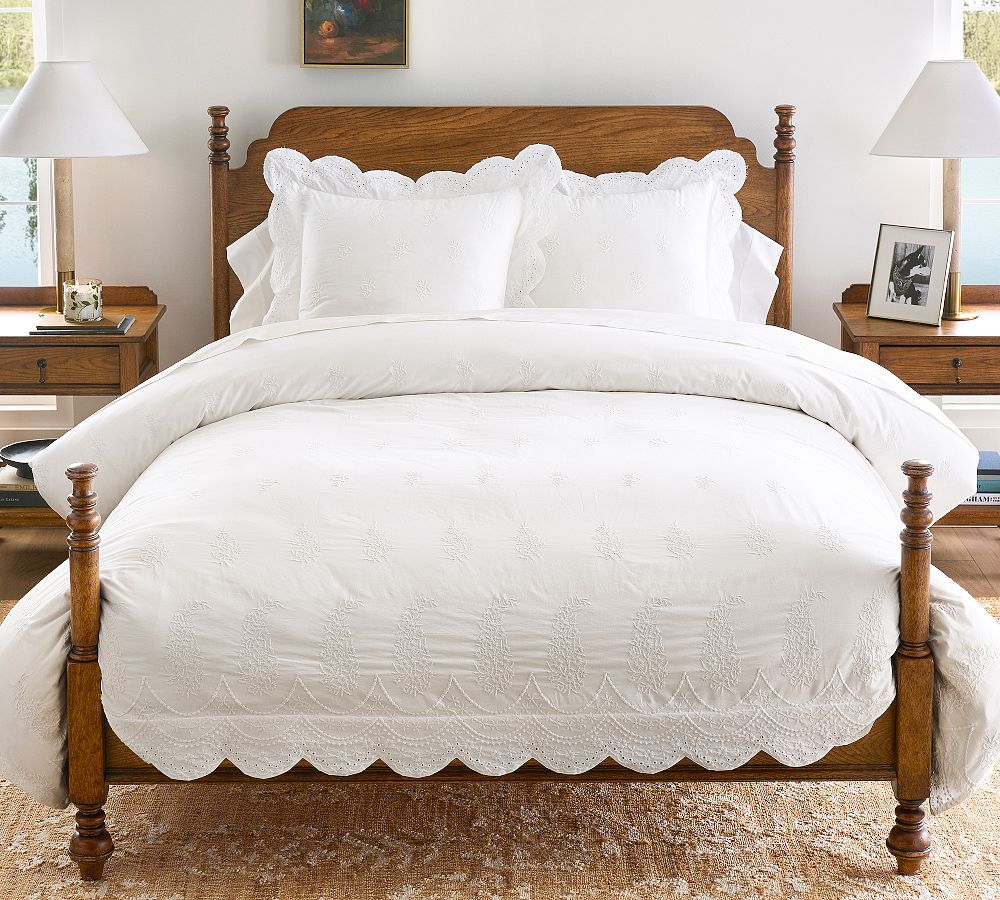 Heirloom Embroidered Duvet Cover, Shams - White, King