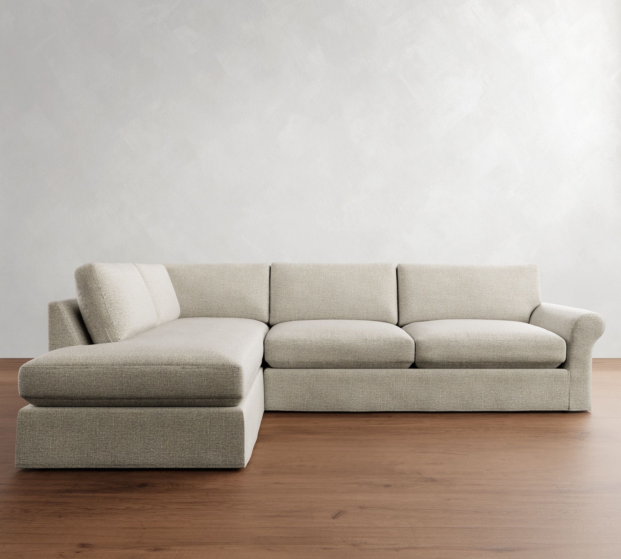 PB Comfort Modern Roll Arm Slipcovered Return Bumper Sectional (124") - thumbnail 6