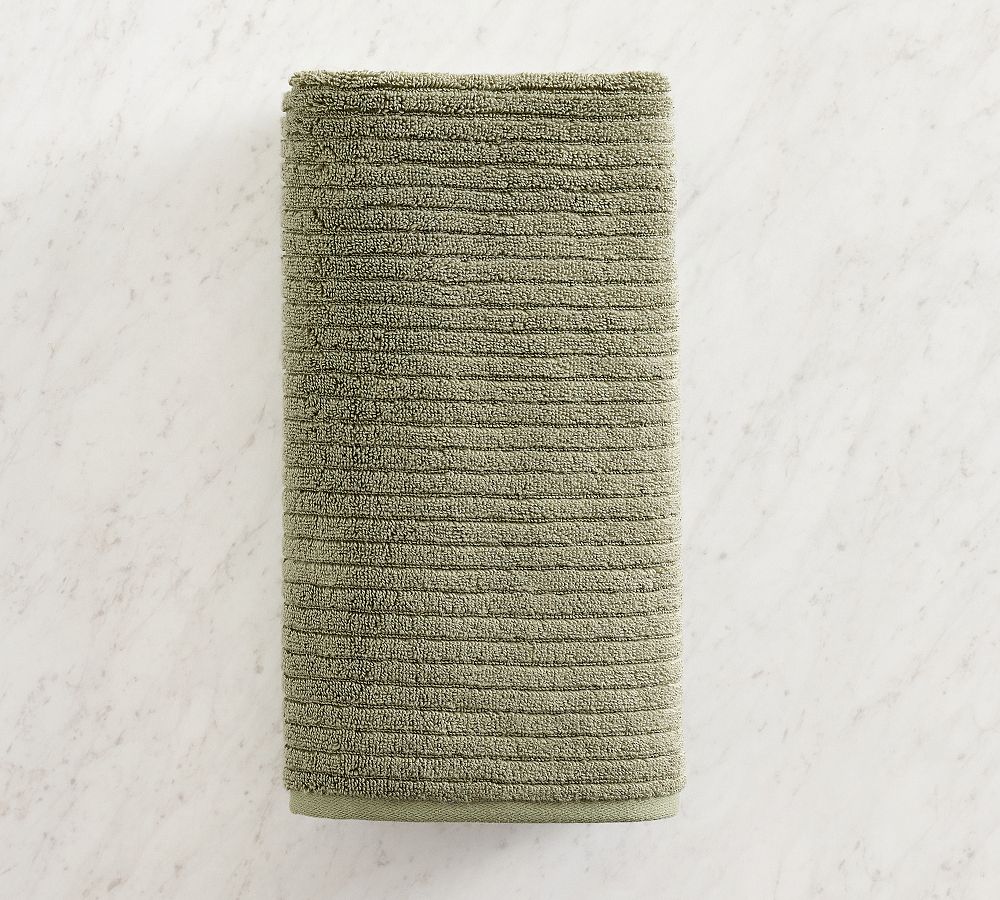 Classic Ribbed Organic Bath Towel - Loden
