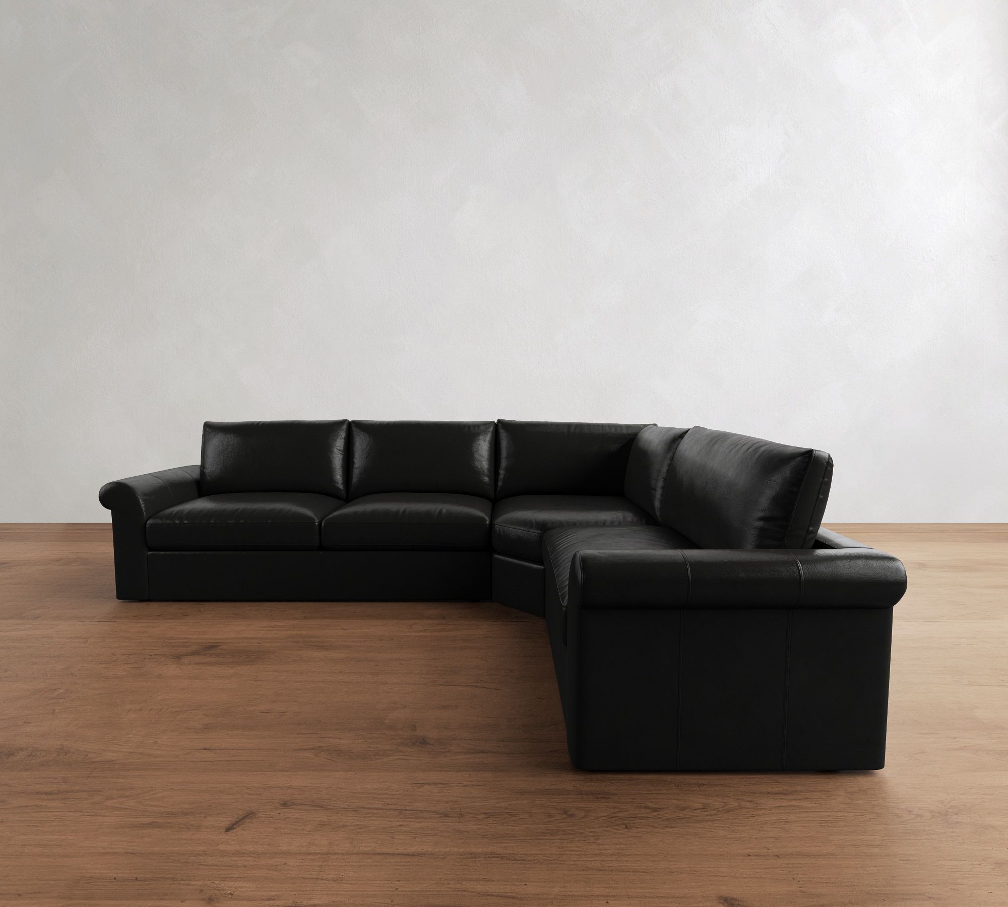 Westwood Roll Arm Leather 3-Piece Wedge Sectional (131")