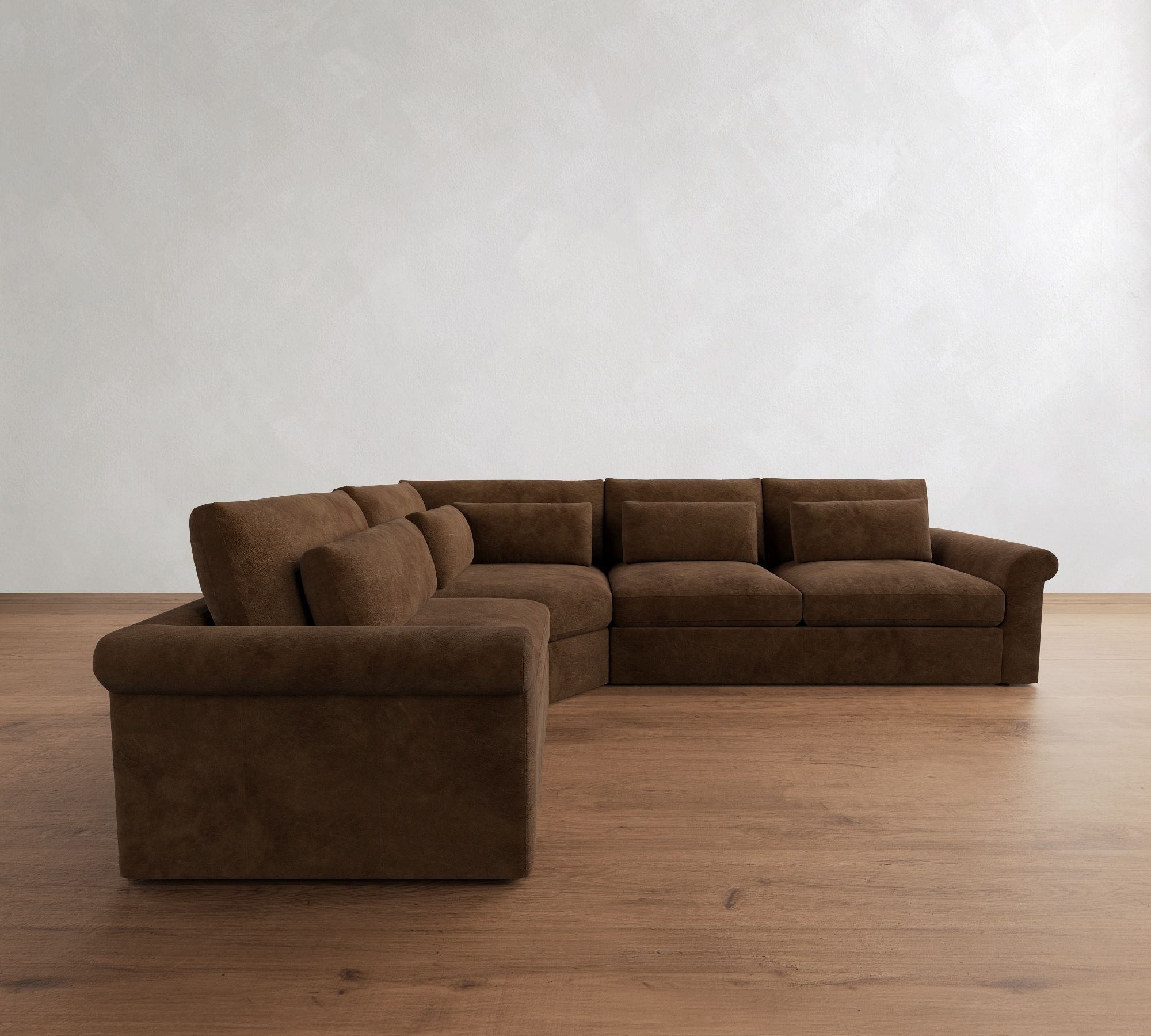 Westwood Roll Arm Deep Seat Leather 3-Piece Wedge Sectional (136") - thumbnail 6