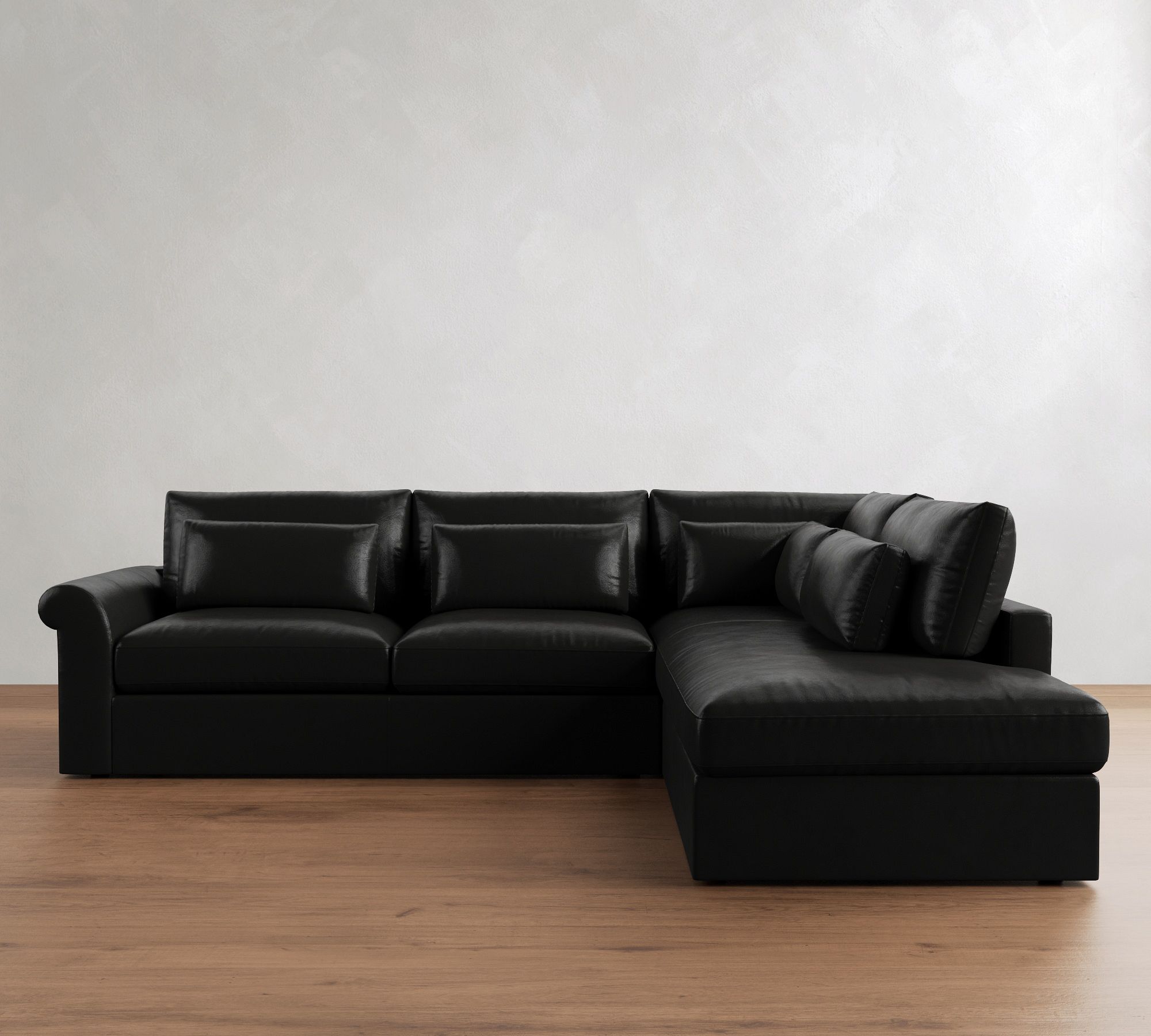 Westwood Roll Arm Deep Seat Leather Return Bumper Sectional (125"-137")