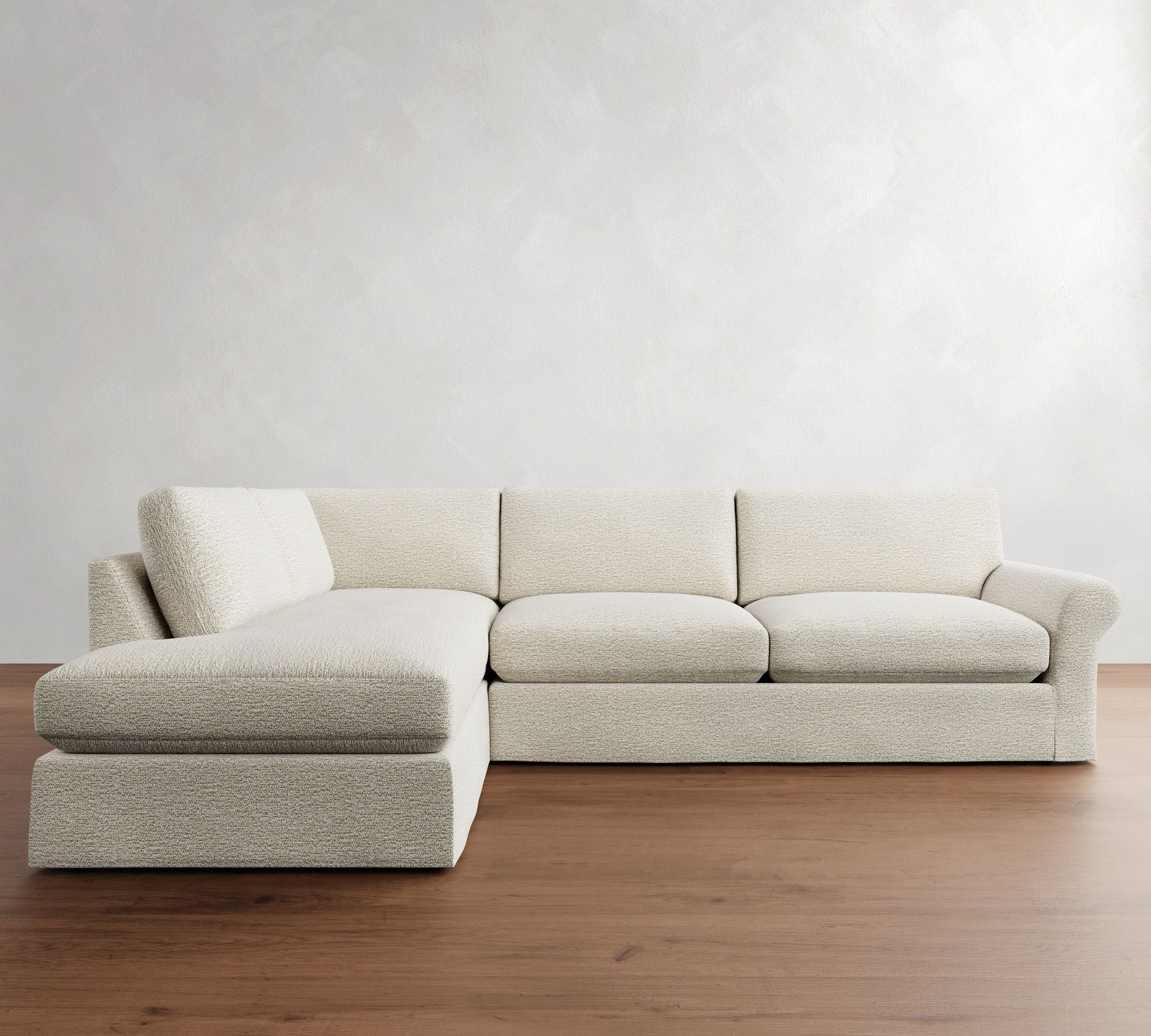 PB Comfort Modern Roll Arm Slipcovered Return Bumper Sectional (124") - thumbnail 8