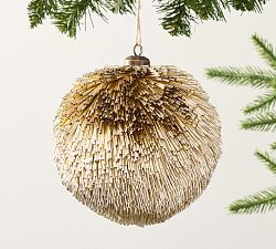 Open Box: Oversized Textured Tube Ball Ornament - Gold