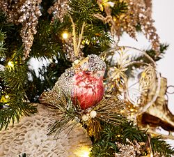 Gold Glitter Bird Ornament