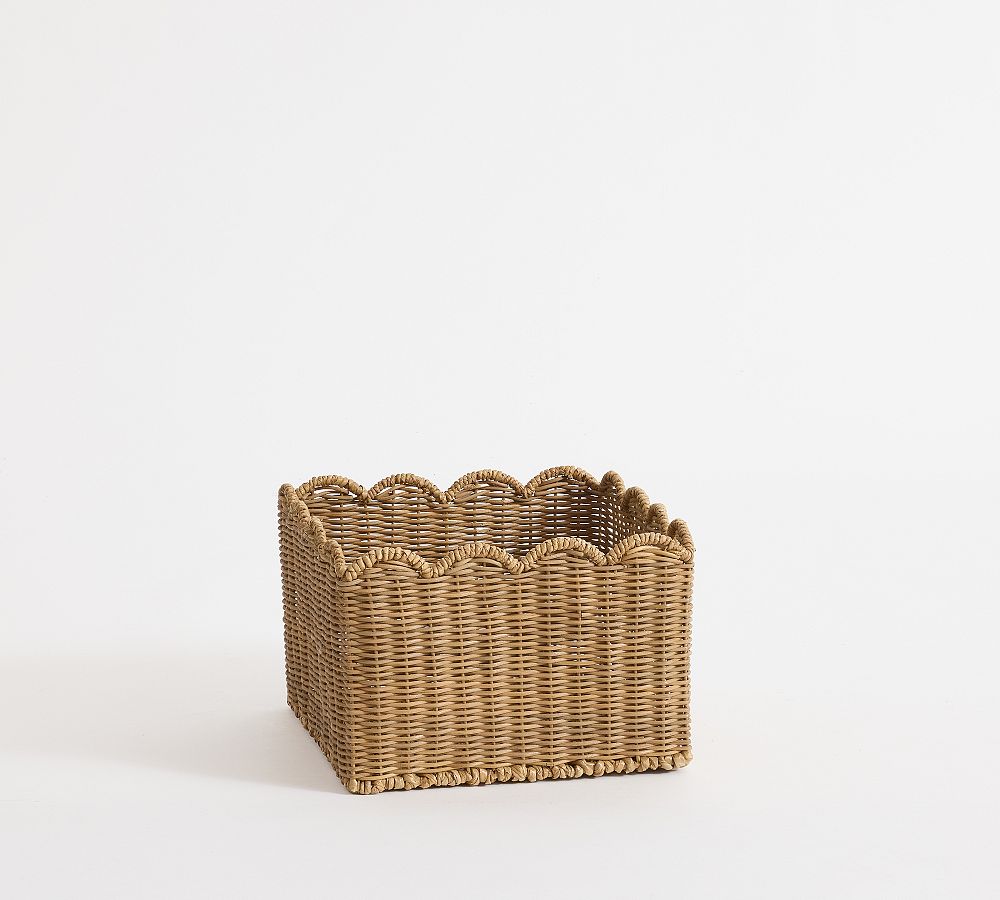 Pottery Barn Marseille Scalloped Baskets - XL Basket - 24"W x 14"D x 22"H