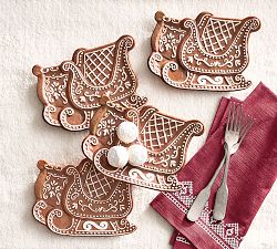 Gingerbread Sleigh Stoneware Appetizer Plates - Set of 4