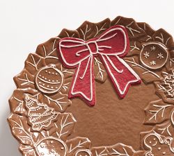 Gingerbread Wreath Stoneware Serving Platter