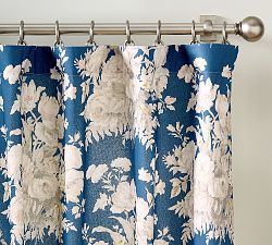 Open Box: Bethany Floral Curtain, 50"W x 96"L - Blue Multi