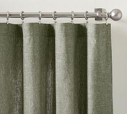 Open Box: Emery Linen Light Filtering Curtain, 100"W x 108"L - Loden