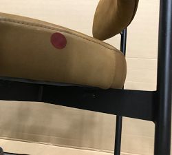 Open Box: Maison Leather Counter Height Stool, 25" - Nubuck Caramel, Antique Bronze Leg