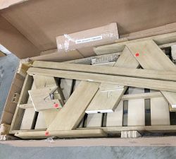 Open Box: Modern Farmhouse FSC® Eucalyptus Outdoor Sectional Right-Arm Loveseat Frame - Coastal Beachwood