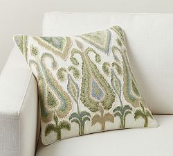 Open Box: Yalla Embroidered Pillow, 18"-  Green