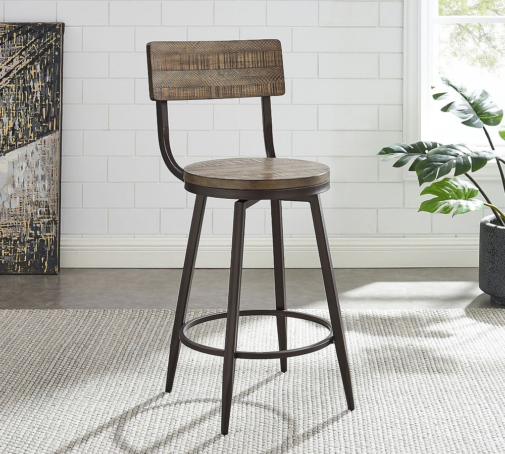 Arnold Reclaimed Wood Swivel Stool by Pottery Barn